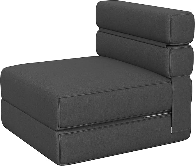 Folding Sofa Bed - Convertible Sleeper Chair with Upgraded Pillow Modern Comfortable Sleeper Couch Linen Fabric Foldable Memory Foam Sleepers Comfy Floor Sofa for Living Room Bedroom Single