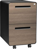 Laura Davidson Furniture Stockpile 2 Drawer Mobile File Cabinet with Lock - Under Desk Metal Filing Cabinet Legal/Letter File Folders Wheels and Stationary Feet Pre-Assembled Black/Wood
