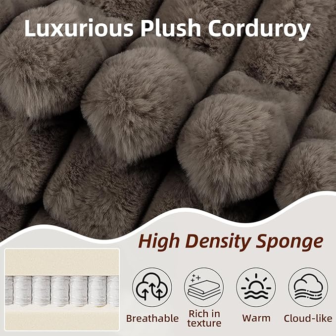 121 Cloud Sectional CouchOversized Corduroy Couches with L-Shape ChaiseModern Modular Sofa with Deep SeatUpholstered Boneless Couch for Living Room (Dark Brown Left Facing Chaise)