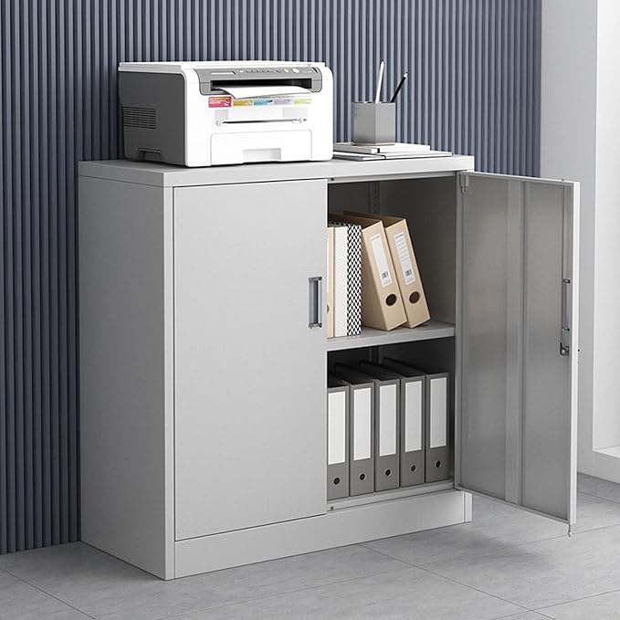 File Cabinet Filing Cabinet Metal File Cabinet Lateral Filing Cabinet with Locking Double Cabinet Door Storage Cabinet for Home Office 33.4L×35.4H×15.3D White Office Furniture Filing Cabinets f