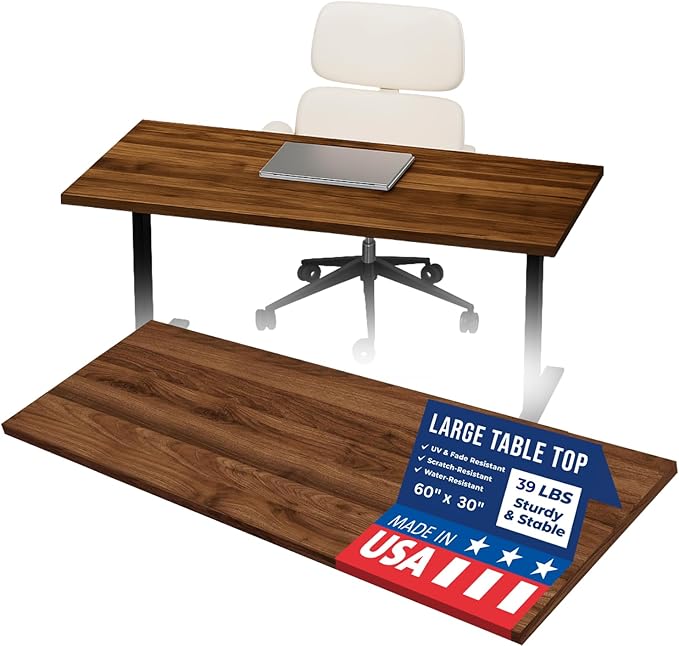OfficeSimpli 60 x 30 Inch Desk Top Made in USA Replacement Table Top for Sit-to-Stand Adjustable Desk Frame Countertop Workbench for Home and Office (Desk Top only) - California Walnut Long Grain