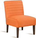 Modern Accent Chair for Living Room Upholstered Armless Slipper Chair with Back &amp Wood Legs Comfy Small Chair for Bedroom Living Room Reading Spaces Office (Orange)