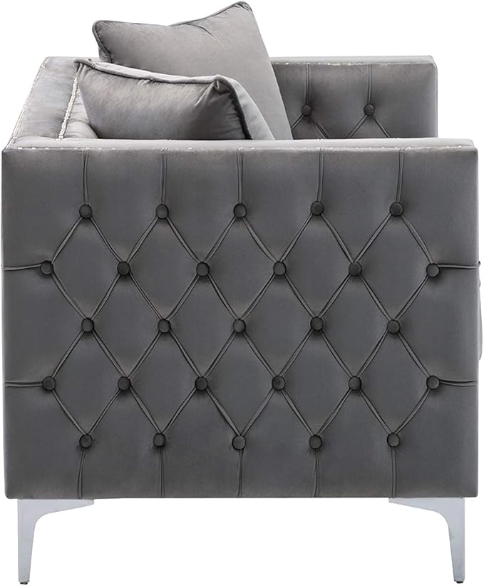 Lilola Home Lorreto Gray Velvet Loveseat