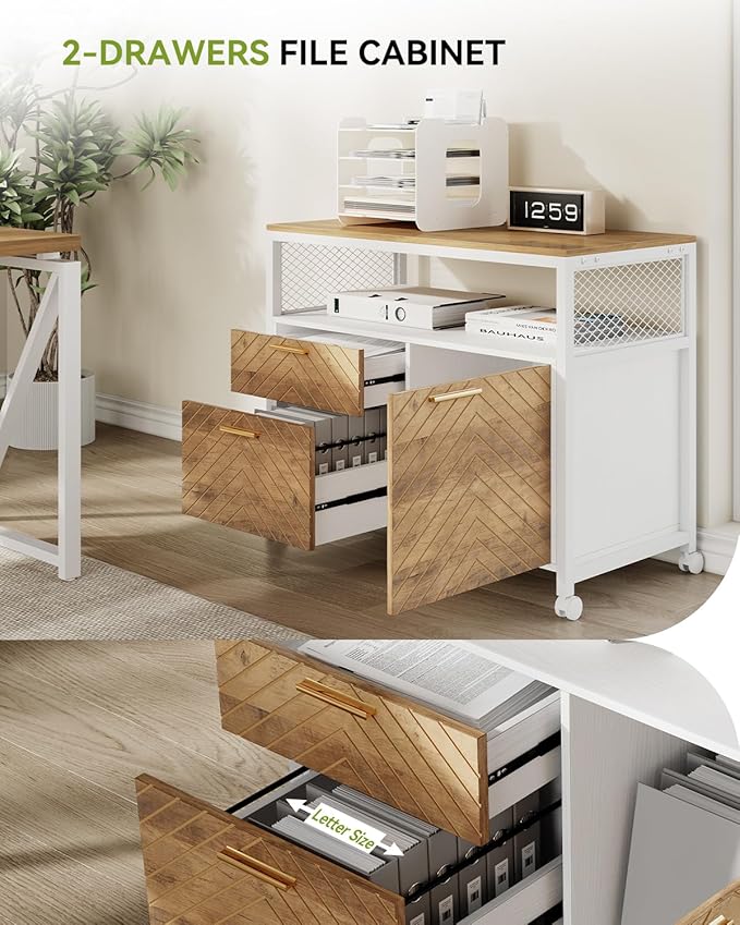 LITTLE TREE 63 L Shaped Executive Computer Desk and Drawer lateral File Cabinet Walnut