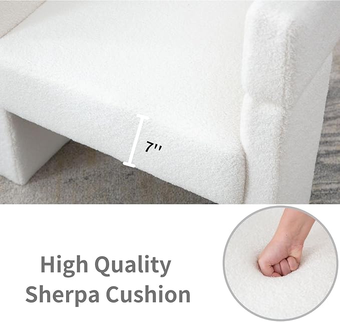 ROCTY White Sherpa Barrel Accent Chairs Set of 2 Upholstered Side Chairs with Arm for Living Room Bedroom Reading