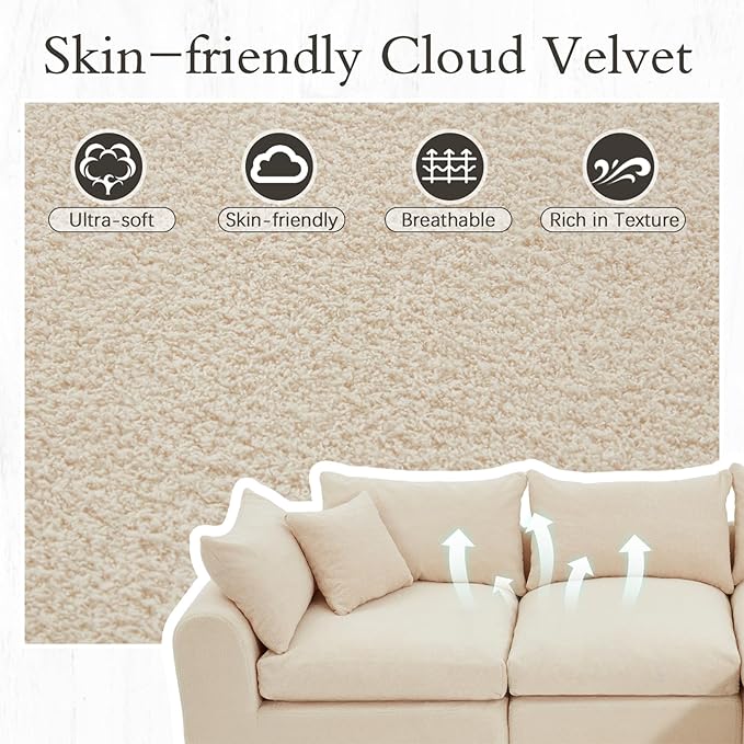 AVAWING 113 Modular Sectional Sofa Modern L Shaped Cloud Couch with Deep Seat &amp Ottoman Comfy Soft Boneless Sofa with Chaise Futon Sofa Bed for Living Room &amp Bedroom No Assembly Needed (Be
