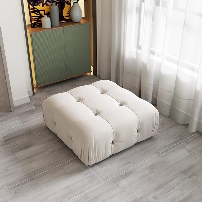 WJShome Modular Sectional Sofa Velvet U Shaped Couch OttomanBeige