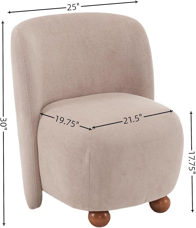 Comfy Reading Chair for Kids Teens &amp Adults Armless Barrel Chair Upholstered Single Sofa Chair &amp Occasional Chair for Living Room Small Chair &amp Corner Chairs for Bedroom (Khaki)