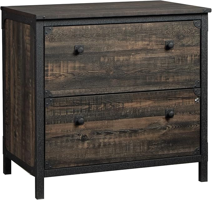 Lateral File Cabinet with Lock 2 Drawer Small Storage Cabinet Organizer Engineered Wood Filing Cabinets for Home Office Under Desk Locking DrawersBrown