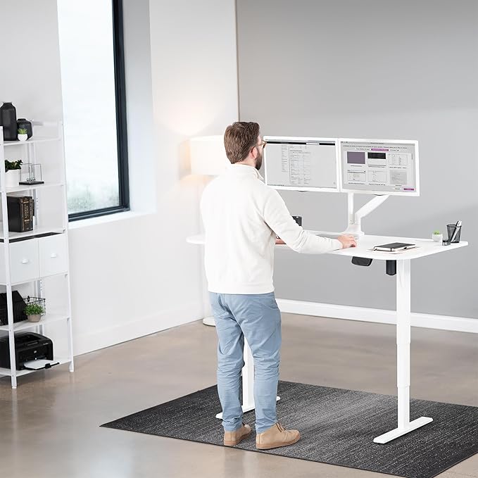 VIVO Electric 63 x 32 in Standing Desk Memory Height Adjustment 176 lb Frame Support 2E Series White Top White Frame DESK-KIT-2E1W