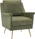 Accent Chair Mid Century Modern Living Room Chairs with Gold Metal Legs Green Wingback Arm Chairs for Bedroom Fabric