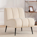 Modern Accent Chair Velvet Upholstered Fuzzy Club Chairs with Tufted Design Comfy Living Room Chair with Metal Legs Padded Reading Chair for Reading Room (Beige-Velvet)