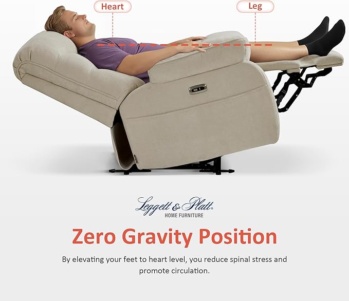 MCombo 27'' Oversized Recliner Power Recliner Chair for Big and Tall Zero Gravity Recliner with USB Charge Ports Side Pockets for Living Room Fabric PR677 (Beige)