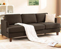 3 Seater Sofa Couch with Deep Seats 89 Mid Century Modern Upholstered Sofa with Armrests Comfy Couches for Living Room Bedroom Apartment and Office (Brown)