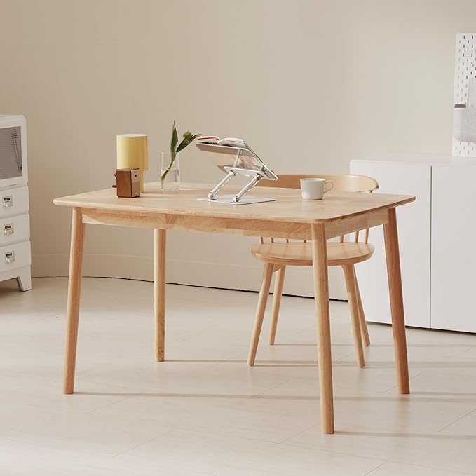 Livinia Daon Solid Wood Computer Desk Modern Minimalist Wooden Writing Desk with Spacious Tabletop and Rounded Corners Sturdy Workstation for Home Office or Study Natural