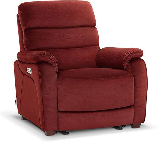 MCombo Power Zero Wall Hugger Recliner Chair for Small Space RV Living Room Power Recliner with Adjustable Headrest USB &amp USB-C Charging Ports Fabric ST257 (Burgundy)