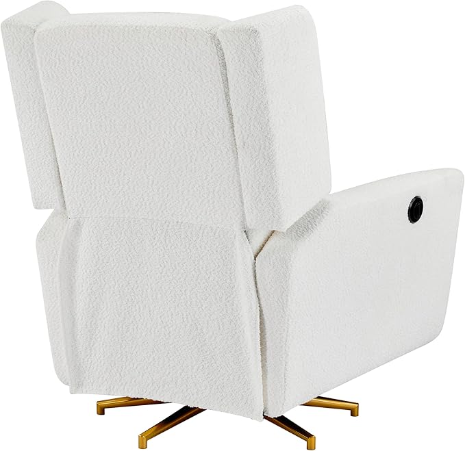 Christopher Knight Home Dolia Boucle Fabric Upholstered 360° Swivel Chair Push-Back Power Recliner Chair Iron Recliner Sofa with Rotation Living Room Lounge Sofa Adjustable Backrest Beige+Gold