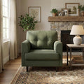 38 Wide Sage Green Accent Chair Modern Linen Upholstered Armchair with High-Density Foam Comfy Reading &amp Lounge Chair for Living Room Bedroom Home Office &amp Reading Nook (Earthy Green Tone