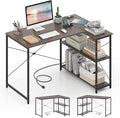 Tangkula L-Shaped Computer Desk with Reversible Shelves 48 Inch Corner Computer Desk Modern Writing Study Desk Home Office Workstation Space Saving Design (48 Inch Gray)