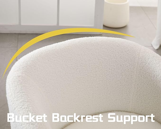 HNY Modern Swivel Accent Chairs Set of 1 White Boucle Upholstered Barrel Chairs Cozy Vanity Arm Chairs with Back Comfy Sherpa Round Lounge Reading Armchair Club Side Chairs for Living Room Bedroom