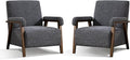 Mid Century Modern Accent Chair Upholstered Armchair with Thick Seat Cushion and Solid Wood Frame Thick and Comfy Innerspring Seat Cushion Short Plush Fabric Arm Chair for Living Room(2Dark Grey)
