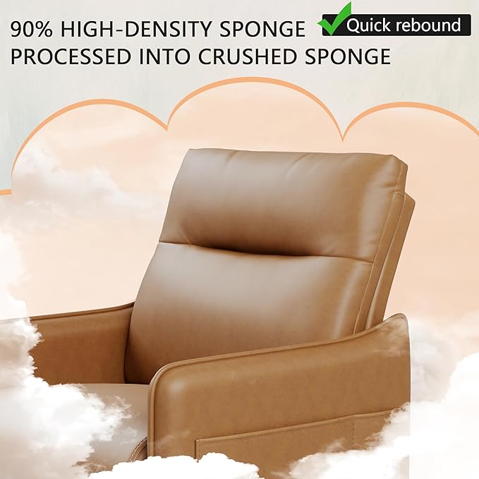 Alunaune Upholstered Living Room Chair Armchair Set of 2 Mid Century Accent Chair Reception Couch Slipper Club Lounge Chair Guest Comfy Single Sofa with Sidetable for Bedroom-Brown