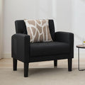 TYBOATLE Accent Chair Comfy Living Room Chair Black Leather Tufted Mid Century Modern Accent Chairs Small Cozy Reading Arm Chair for Office Bedroom (1 Black)