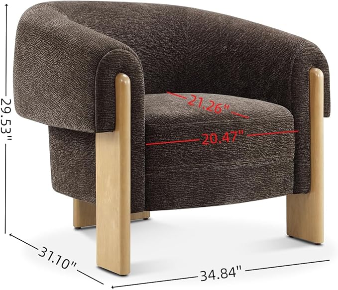 CHERS Mid-Century Modern Accent Chair Upholstered Vintage Living Room Chairs with Wood Legs Luxury Velvet Fabric Green Accent Chair Comfy Lounge Armchair for Reading Nook Bedroom Office (Espresso)