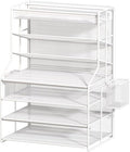 7 Tier Desk File Organizer – Vertical File Organizer for Desk with Removable Pen Holder &amp Adjustable Drawer – Metal Document Organizer for Office Simple Trending Design – White