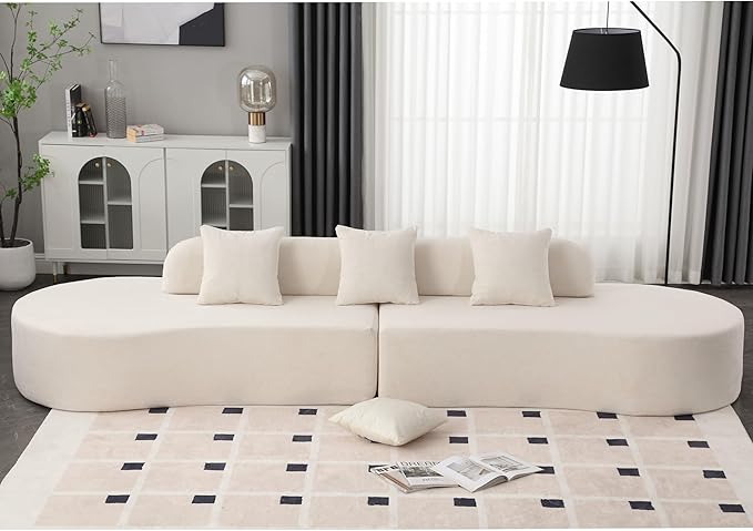 Oversized Boneless Symmetrical Cloud Couch Modular Sectional Sofa Couch for Living Room 130.5 Curved Floor Foam Cloud Sectional Sofa with 3 Toss Pillows