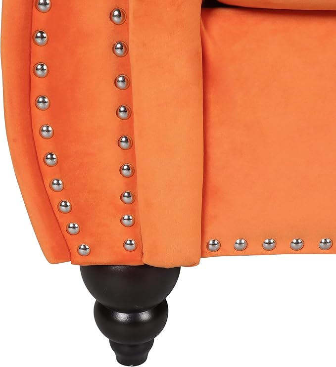 AVZEAR 2-Piece Living Room Sectional Sofa Set Upholstered Sofa Modern Sofa Couches Set Style Button Tufted Velvet Chesterfield Sofa for Living Room Apartment 2+3 Seat Orange