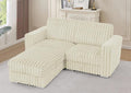 72 L-Shape Corduroy Sofa with Movable Ottoman Upholstered Seational Sofa with Stable Feet Deeper 2 Seats Couch with Thickened Seat Cushions for Living Room Bedroom Office Beige