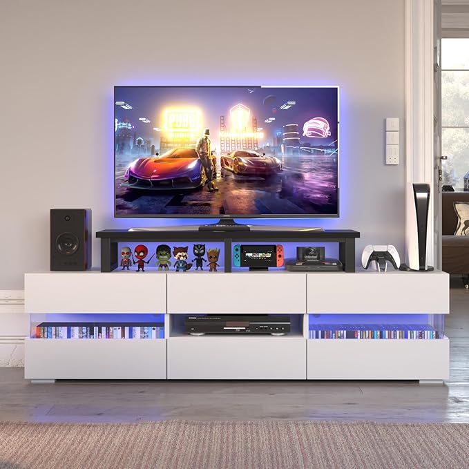 YAOHUOO 45 Large TV Riser for 32-60 inch TV TV Riser Stand Shelf with Steel Legs Tabletop TV Stand Riser for Home OfficeBlack