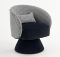 Swivel Accent Chair Swivel Barrel Chair with Pillow 360 Degree Swivel Armchair Round Club Chair for Living Room Bedroom Office Lounge (Black+Velvet)