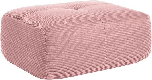 Pink Ottoman for Modular Sectional Sofa Corduroy Deep Seat for Oversized Compressed Boneless Sectional Couches for Living Room Bedroom Apartment Cloud Sofa Couch Memory Foam No AssemblyPink