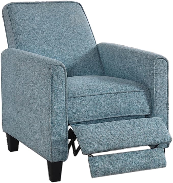 24/7 Shop at Home Mulvane Modern Recliner Chair with Push Back &amp Foot Rest Single Couch with Fabric Upholstered &amp Plastic Legs Sofa Reclinable Individual for Bedroom Living Room Home Offic