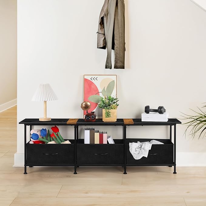 ETELI Small TV Stand for Living Room Entertainment Center with Storage TV Consoles Tables with Fabric Dressers for Bedroom 50/55/60 inch Television