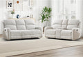 EBELLO Manual Living Room Furniture Reclining Couch Set Soft Fabric Recliner Loveseat and 3 Seat Sofa Couch for Meeting Room Overstuffed Backrest(Loveseat+Sofa)