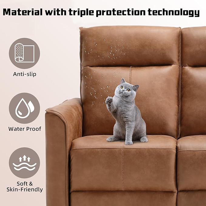 CANMOV Manual Loveseat Recliner Sofa Wall-Hugger 2 Seat Reclining Love Seat Couches Leathaire Reclining Sofa Set Double Seater Recliner Chair for Living Room Office Apartment Brown