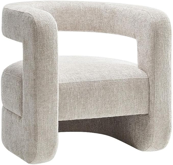 Modway Jaylin Chenille Accent Chair in Dove Gray - Upholstered Comfy Club Chair - Modern Soft Barrel Chair - Round Leisure Accent Chair with Curved Back for Living Room Bedroom Home Office