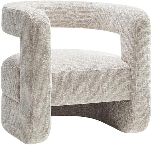 Modway Jaylin Chenille Accent Chair in Dove Gray - Upholstered Comfy Club Chair - Modern Soft Barrel Chair - Round Leisure Accent Chair with Curved Back for Living Room Bedroom Home Office
