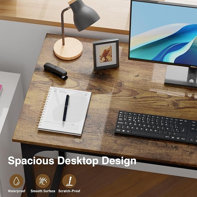 BestOffice Sturdy Desk Computer Desk Home Office Desk Small Desk Multi-Function Writing Table Student Art Modren Simple Style PC Wood and Metal Desk Workstation (39 inch Vintage)