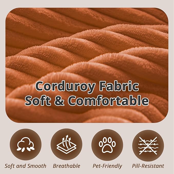 108 L-Shaped Boneless Couch High Seat Modular Sectional Sofa with Moveable Ottoman Corduroy Cloud Couches for Living Room No Assembly Ship in a Box Orange