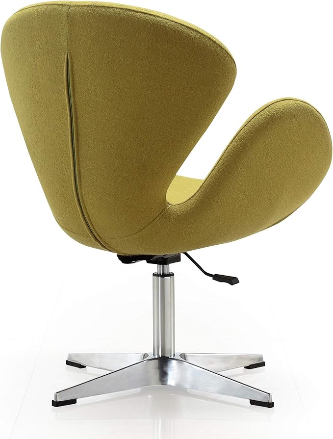 Manhattan Comfort Raspberry Adjustable Swivel Accent Chair with 360° Turn Polished Chrome Base Modern Retro Design Versatile Seat Ideal for Any Room Set of 1 Green