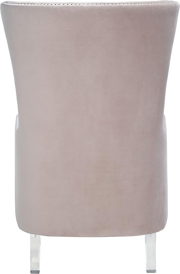 SAFAVIEH Couture Home Collection Geode Pale Taupe Velvet/Clear Acrylic Legs Nailhead Trim Wingback Chair