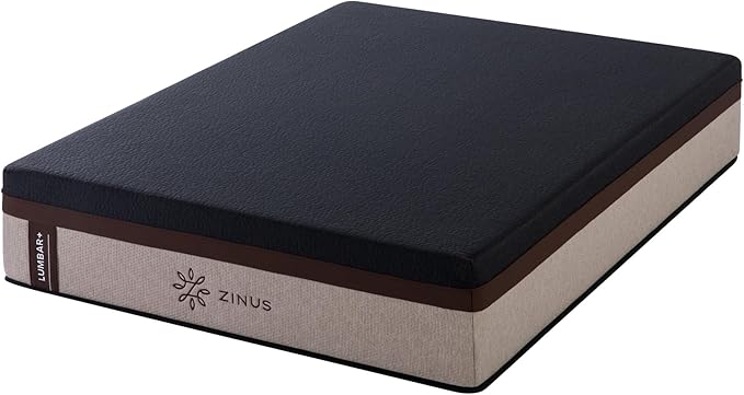 Zinus Lumbar+ Premium 14 Inch Memory Foam Mattress Lumbar Support Targeted Pressure Relief Cooling Gel and Green Tea Cool-to-The-Touch Cover Medium Firm Feel CertiPUR US Certified Queen