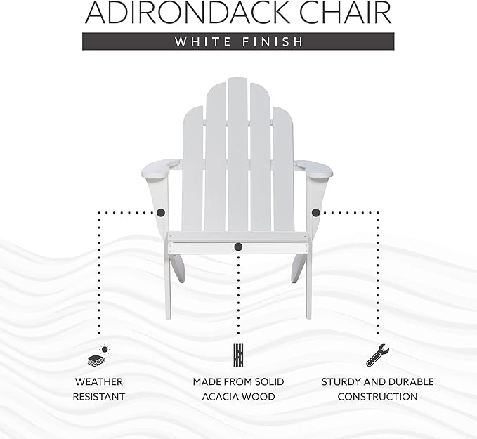 Linon White Adirondack Chair 30.4 wx37.6 dx37.8 h