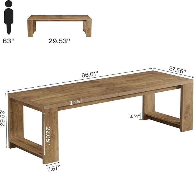 Tribesigns Two Person Desk 86.6 Inches Extra Long Desk Double Computer Writing Table Wood Large Desks Workstation for Home Office Natural Wood