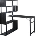 Vinsetto L-Shaped Home Office Computer Desk with Rotating Corner Table 5-Tier Bookshelf Lockable Casters Four Installation Methods 47.2 x 39.9 x 60.2 Black