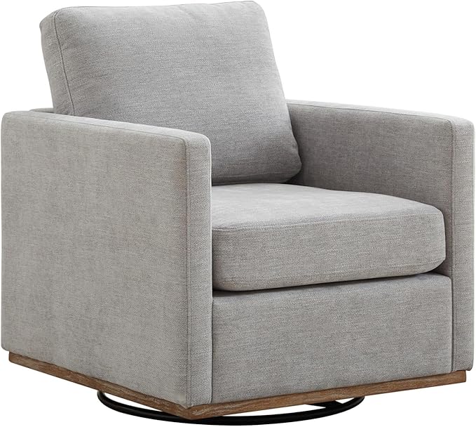 KEIKI 360° Swivel Club Chair with Backrest Pillow Accent Square Single-seat Armchair Upholstered Sofa for Reading Nursery Living Room Bedroom Lounge Hotel